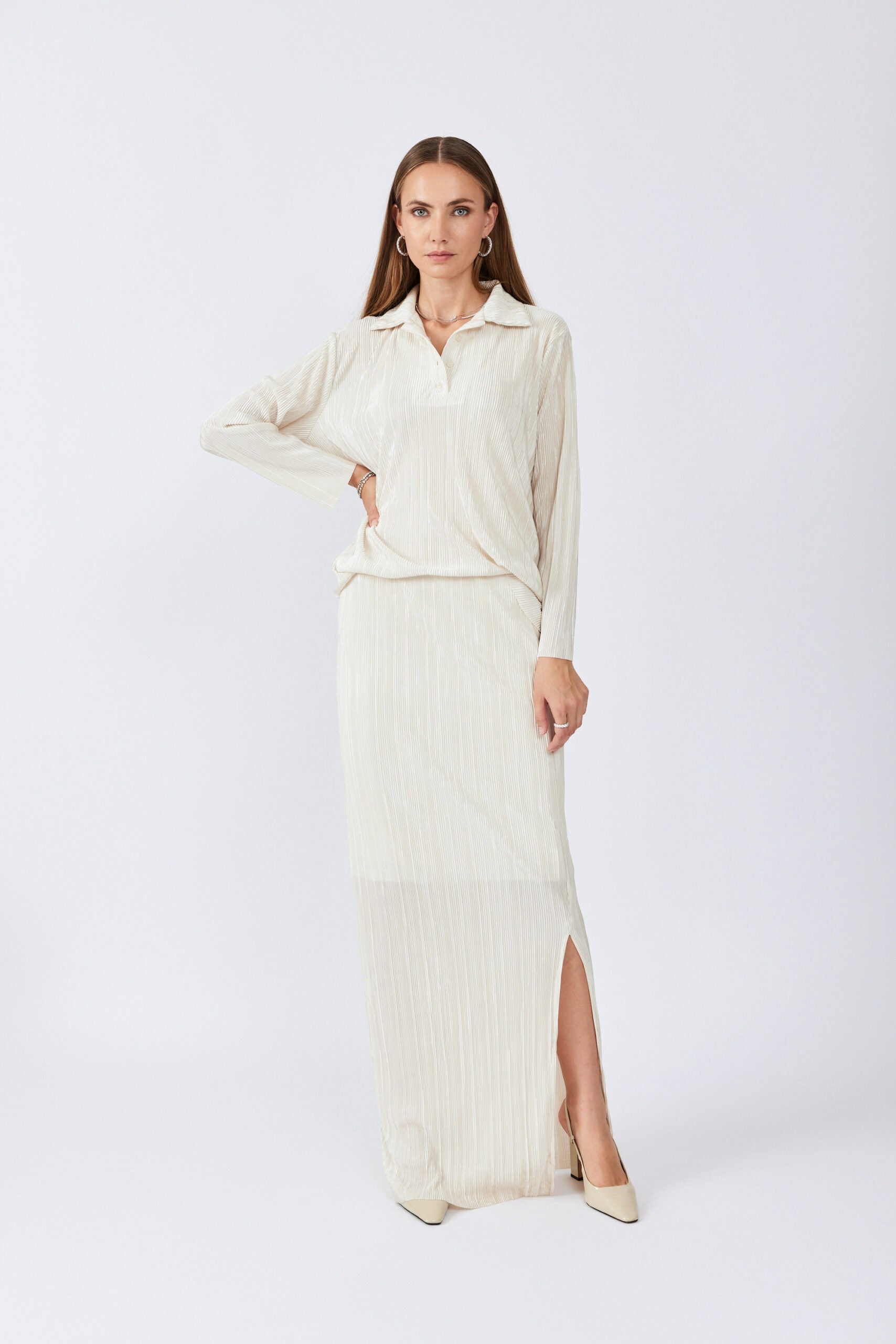 חולצת פולו פליסה שרוול ארוך