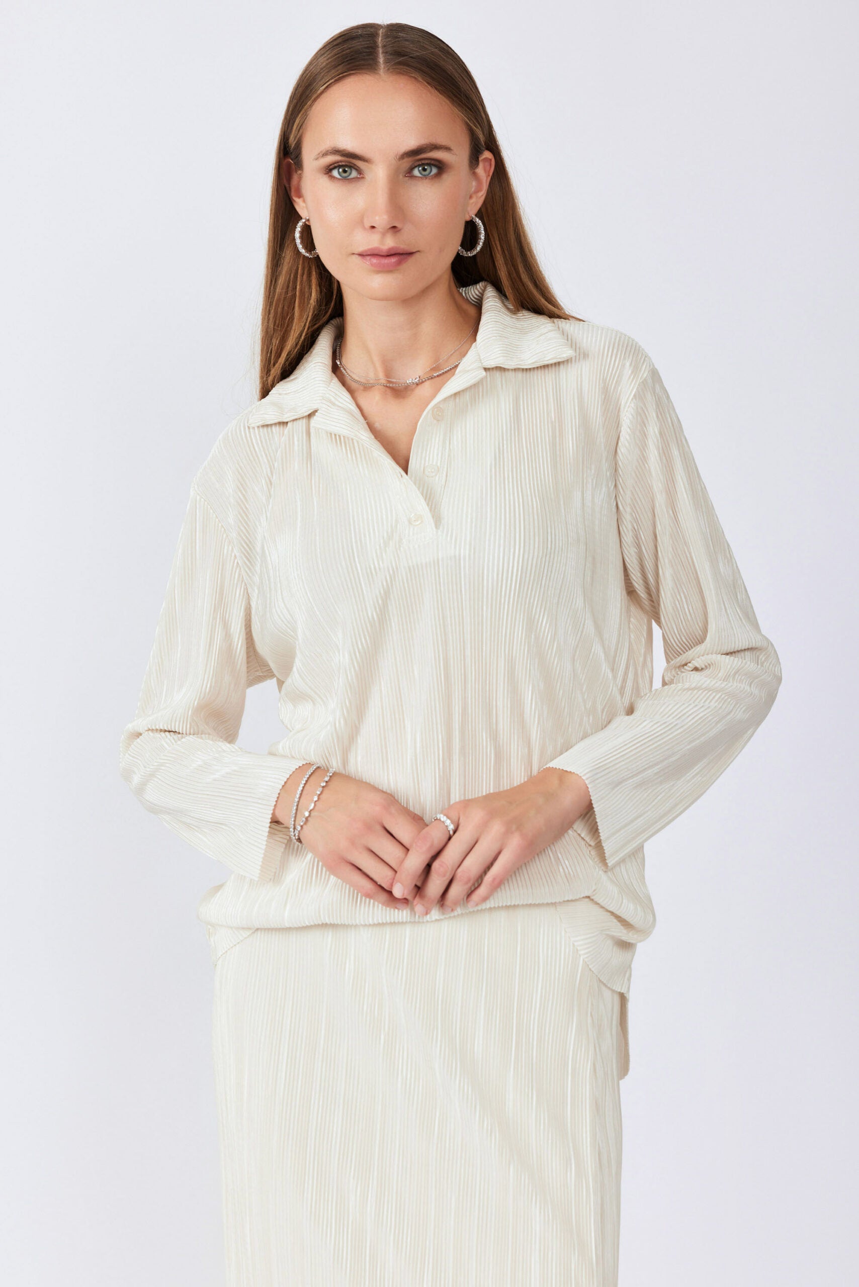 חולצת פולו פליסה שרוול ארוך