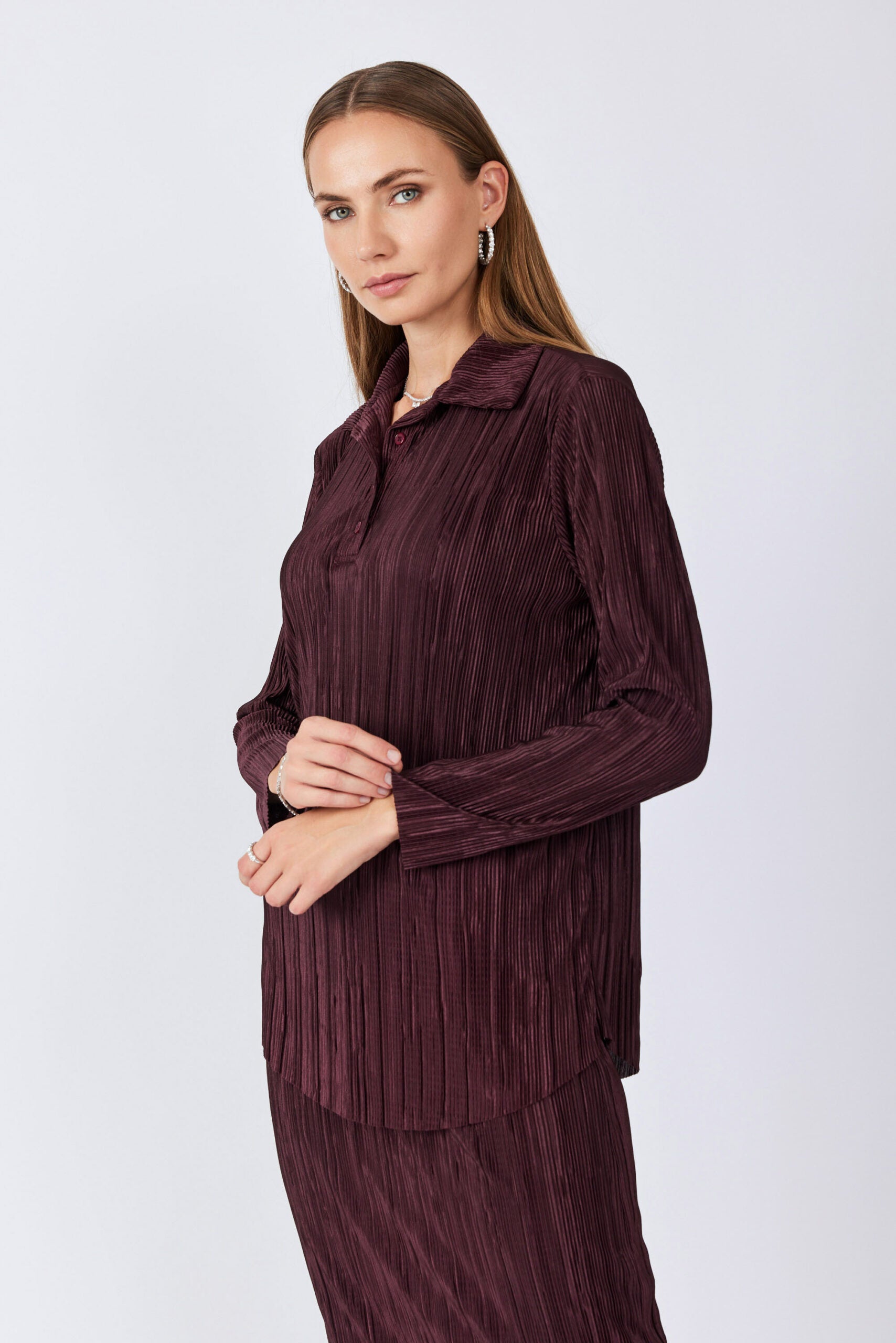 חולצת פולו פליסה שרוול ארוך