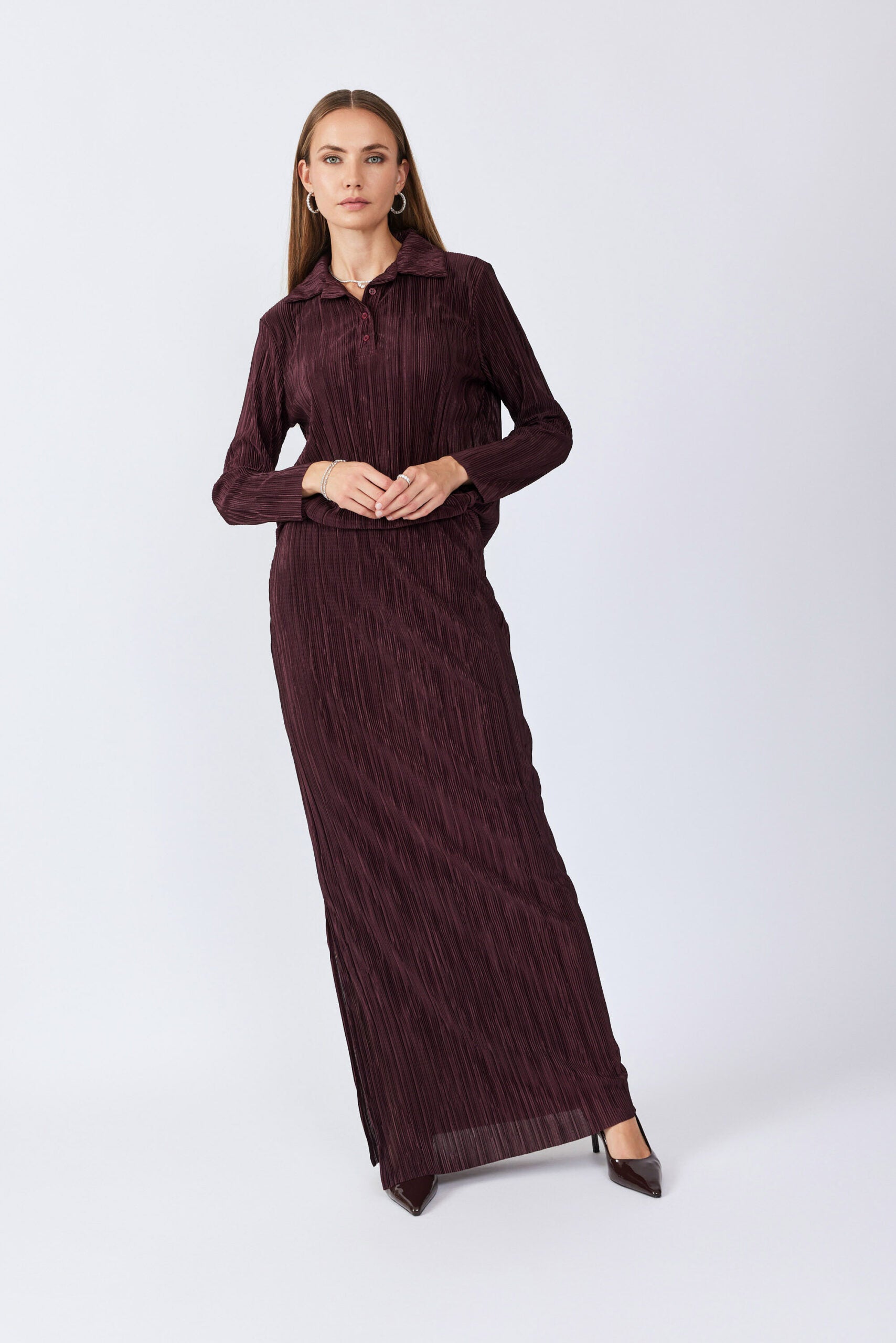 חולצת פולו פליסה שרוול ארוך