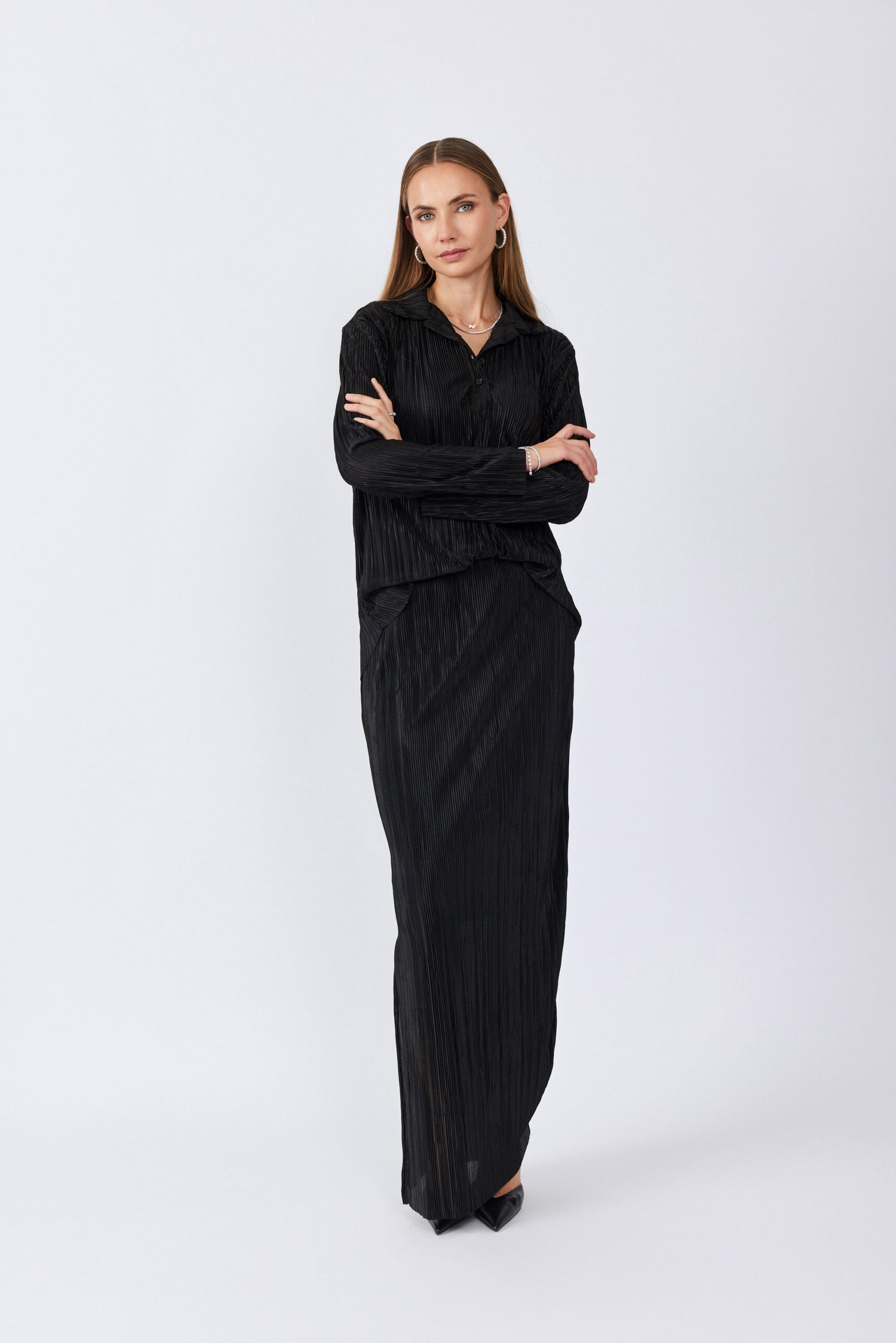 חולצת פולו פליסה שרוול ארוך