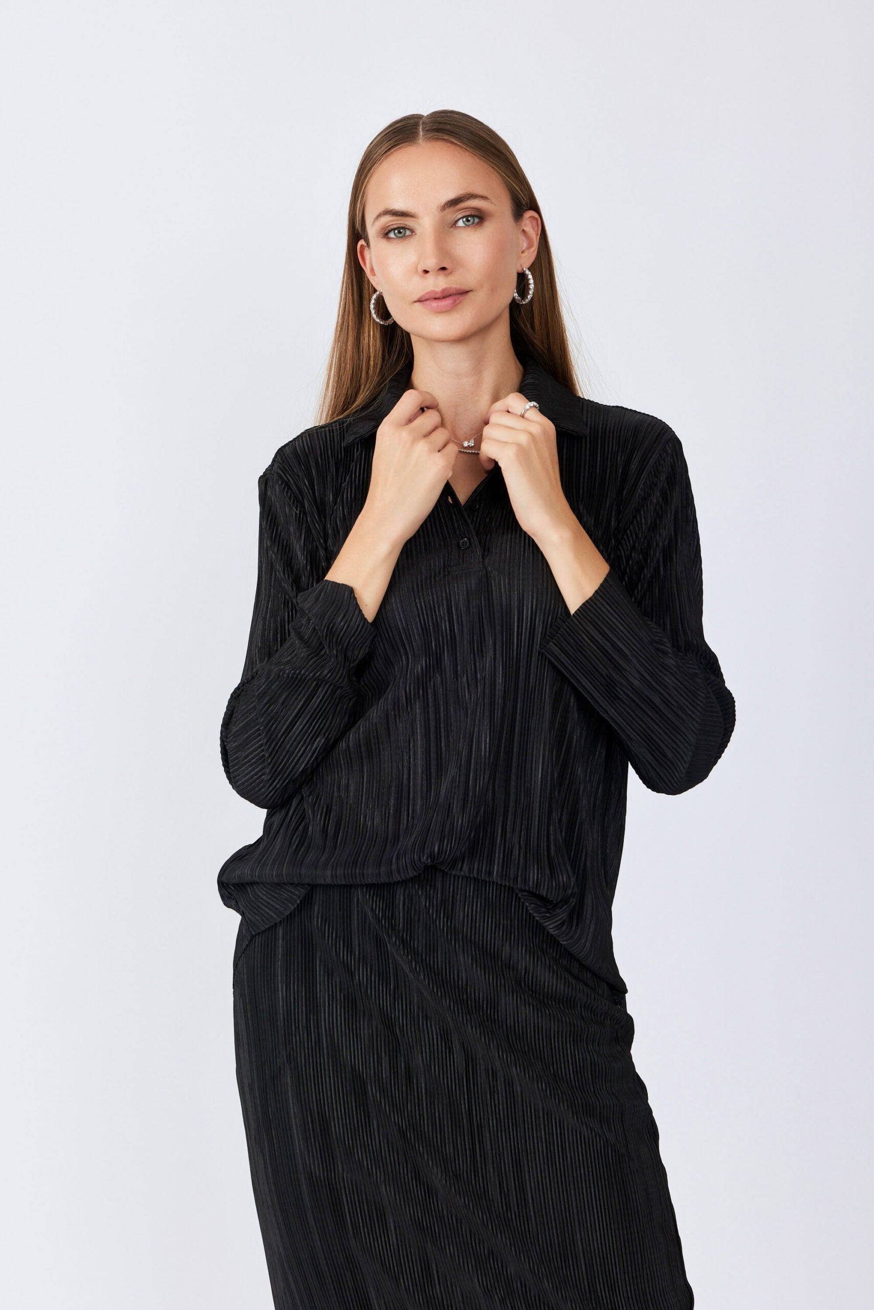 חולצת פולו פליסה שרוול ארוך