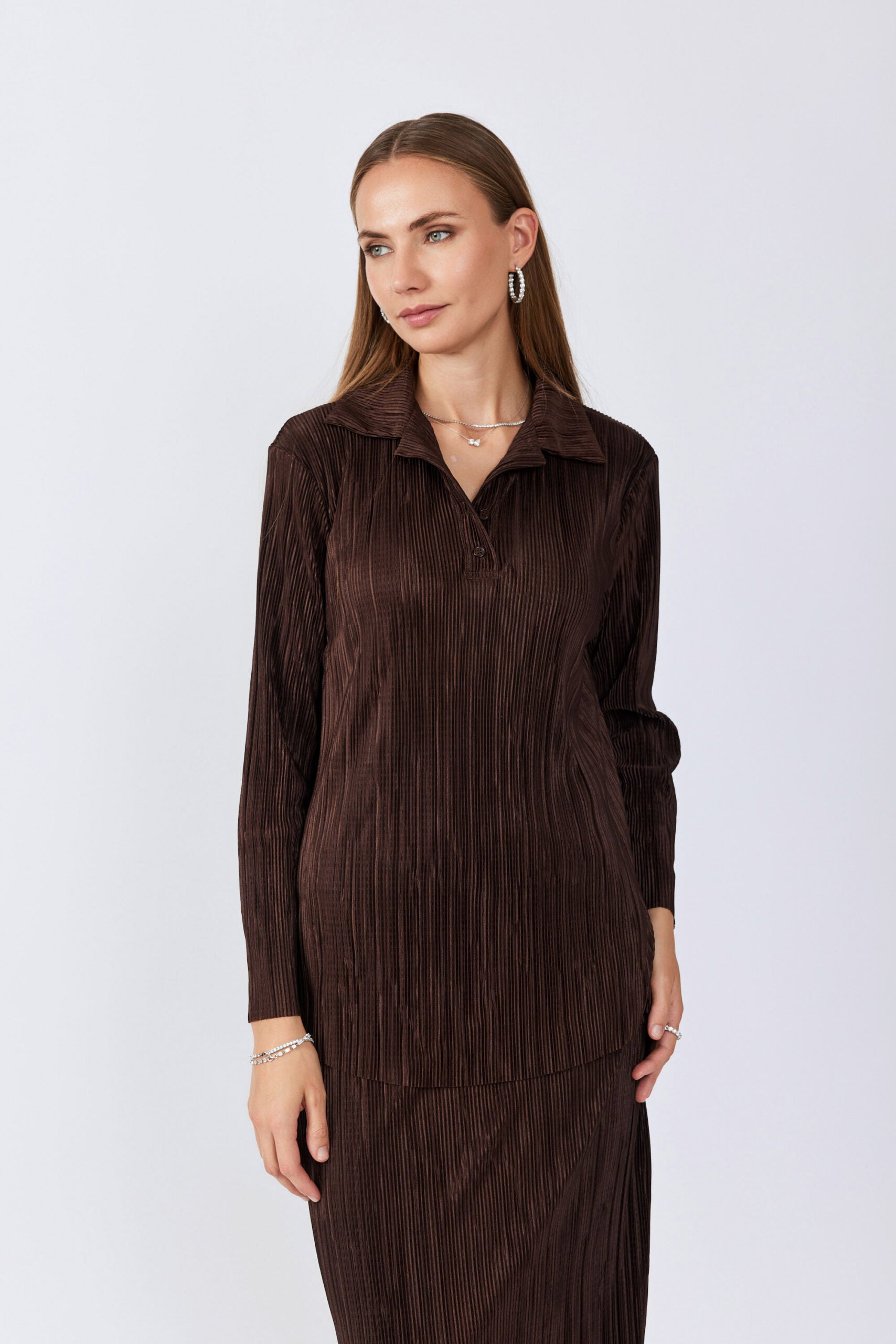 חולצת פולו פליסה שרוול ארוך