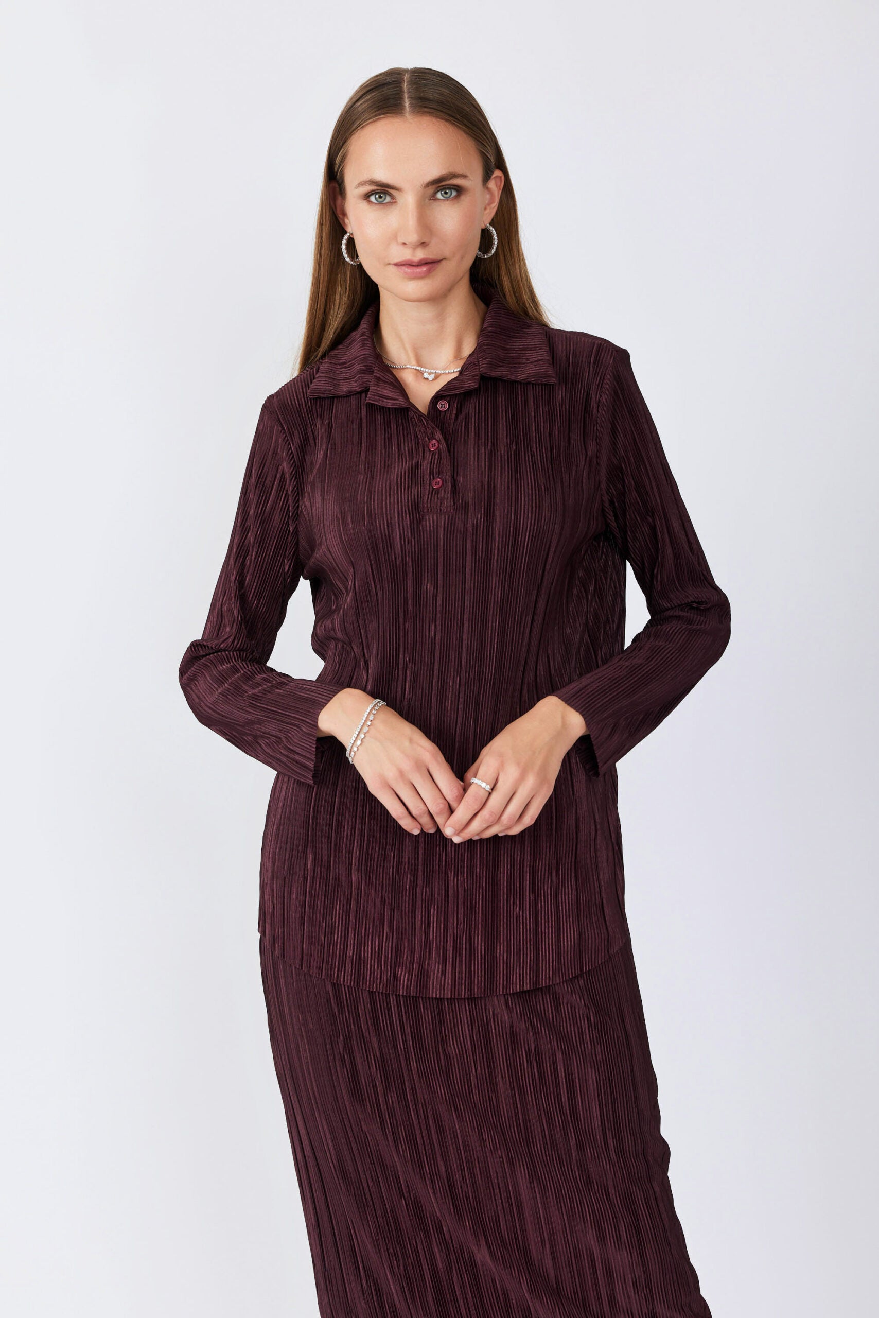 חולצת פולו פליסה שרוול ארוך