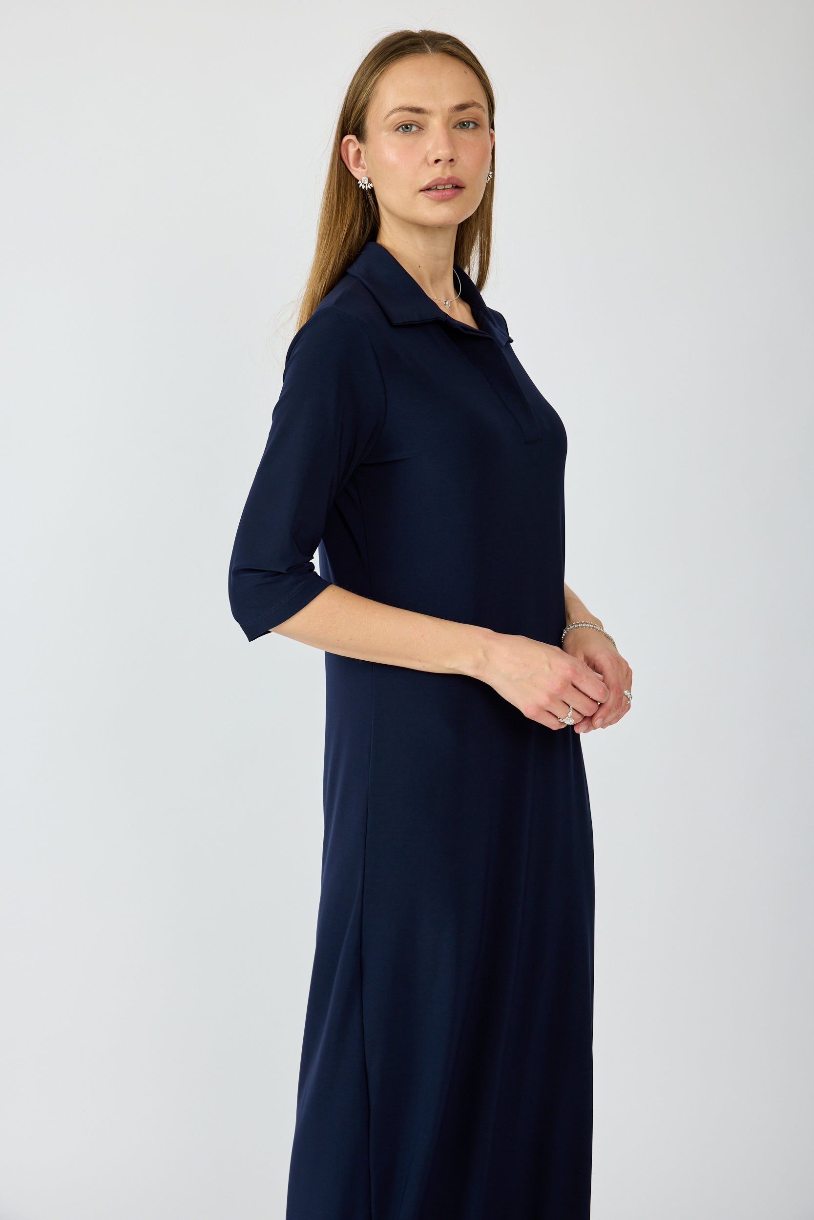 שמלת פולו נאון מקסי - כפתורים נסתרים