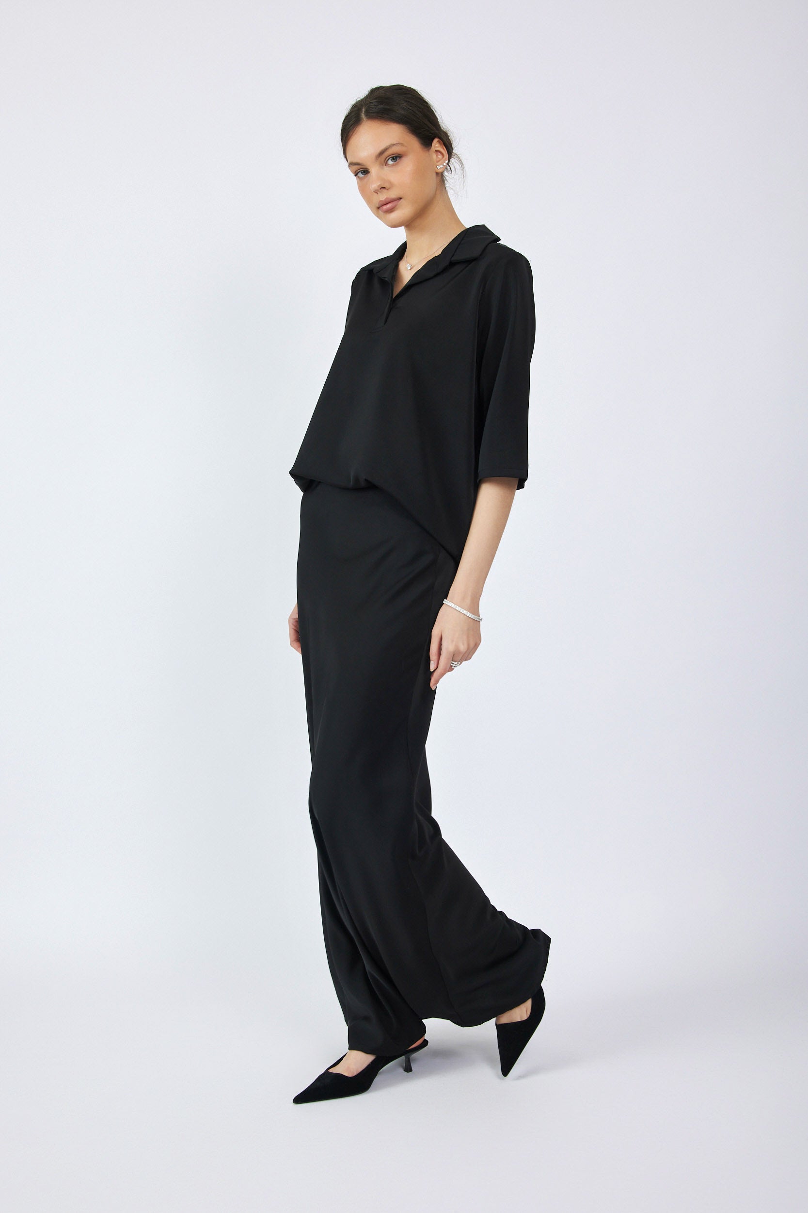 חצאית סאטן מקסי + שסע