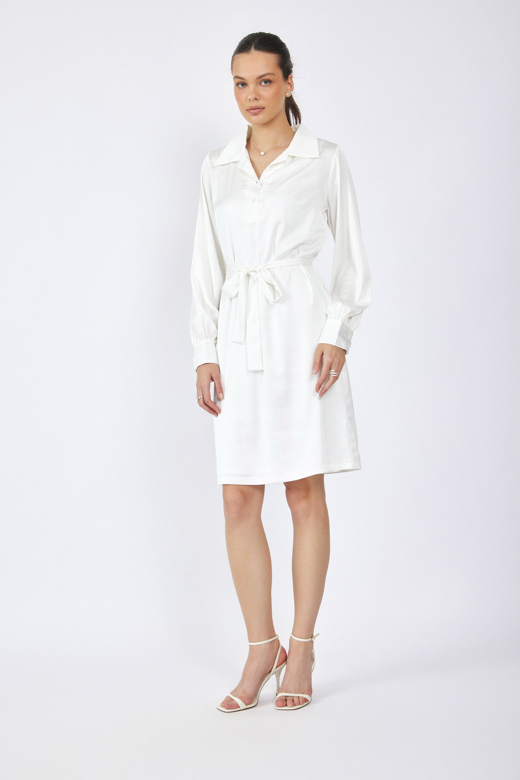 שמלת סאטן דמוי משי- פולו